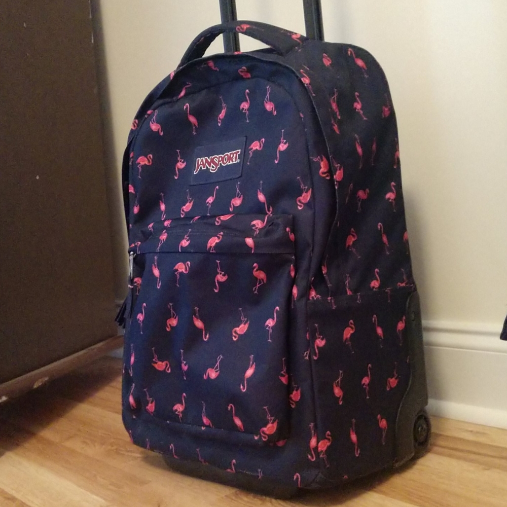 JANSPORT Rolling Luggage Backpack Flamingo Navy